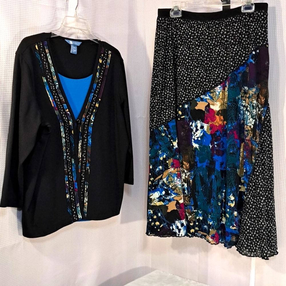 Vintage Style Koret Top & Skirt Set, Sz Lg